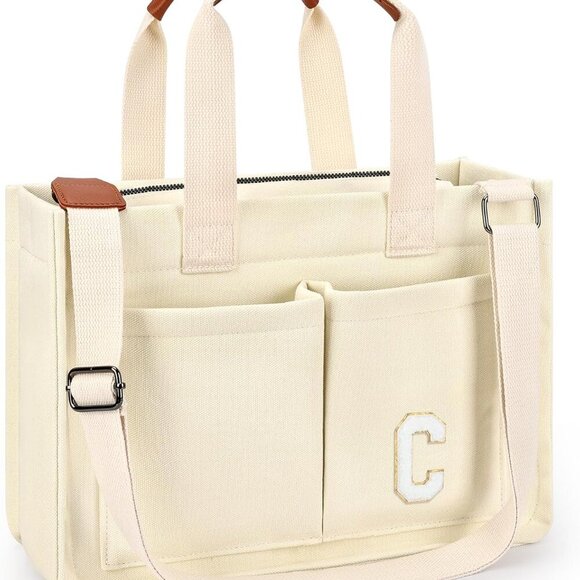 Elegant Women's Laptop Tote Bag with Padded Compartment & Zipper Closure - Picture 1 of 8